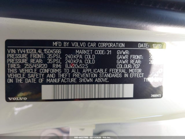 2020 VOLVO XC60 YV4102DL4L1504566 Photo 8