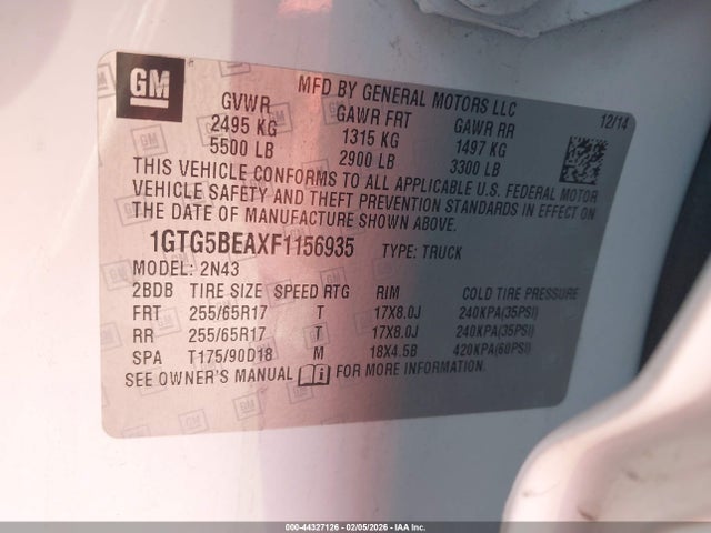 1GTG5BEAXF1156935 GMC CANYON SLE