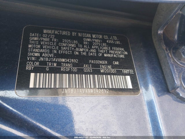 JN1BJ1AVXNW342892 Nissan Rogue Sport S Fwd Xtronic Cvt