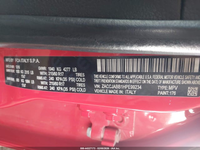 ZACCJABB1HPE99234 Jeep Renegade Latitude Fwd