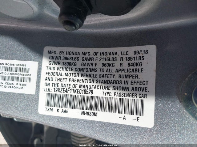 19XZE4F11KE010529 Honda Insight Lx