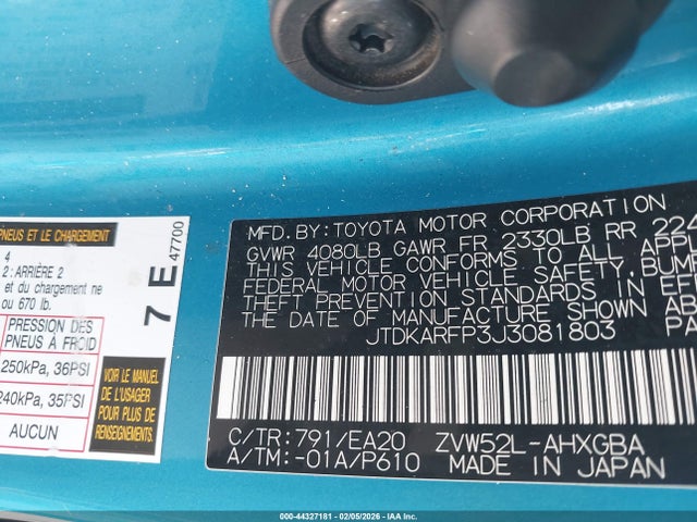 JTDKARFP3J3081803 Toyota Prius Prime Premium