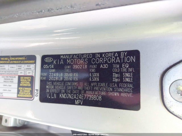 Продажа на аукционе авто 2014 Kia Soul, vin: KNDJN2A24E7739808, номер лота: 44327284