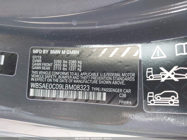 44327288 :رقم المزاد ، WBSAE0C09LBM08323 vin ، 2020 Bmw M8 Competition مزاد بيع