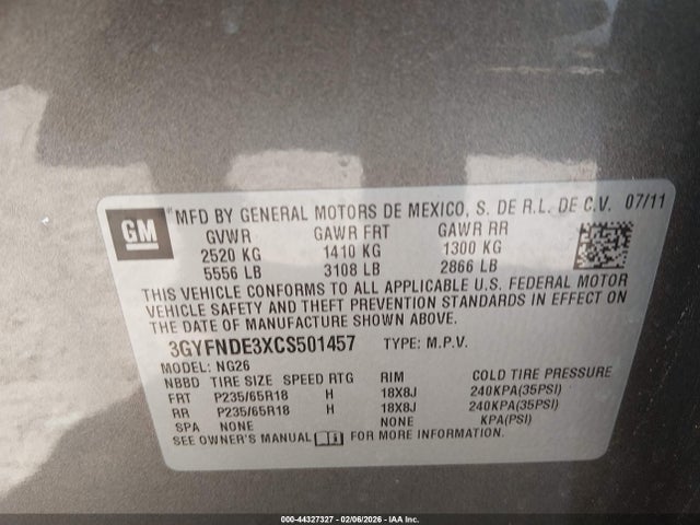 2012 CADILLAC SRX 3GYFNDE3XCS501457 Photo 8