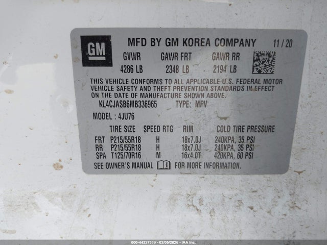 Aukcja sprzedaży 2021 Buick Encore Fwd Preferred, vin: KL4CJASB6MB336965, numer aukcji: 44327339