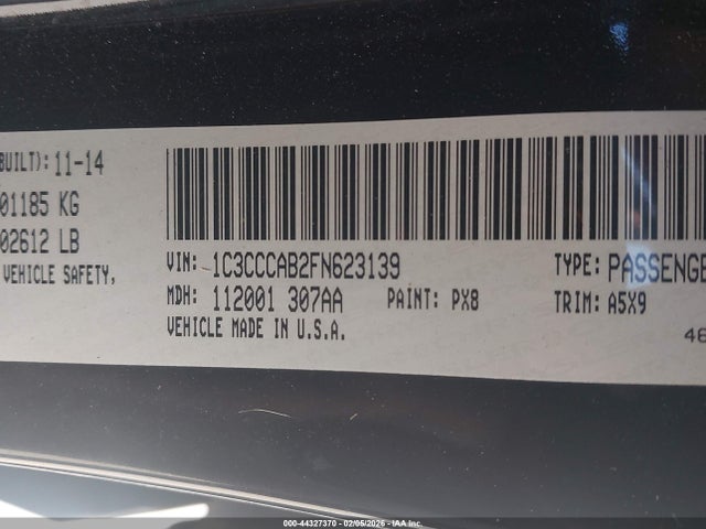 Продажа на аукционе авто 2015 Chrysler 200 Limited, vin: 1C3CCCAB2FN623139, номер лота: 44327370