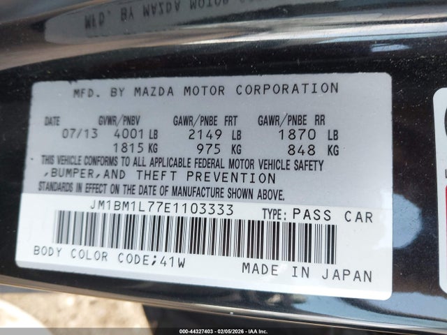 JM1BM1L77E1103333 Mazda Mazda3 I Touring