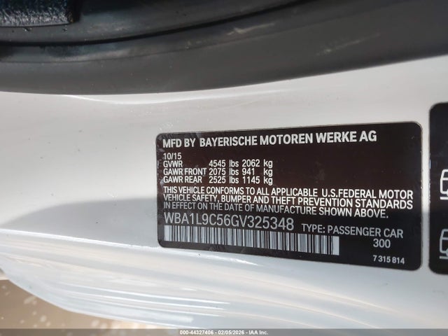 44327406 :رقم المزاد ، WBA1L9C56GV325348 vin ، 2016 Bmw 228i Xdrive مزاد بيع