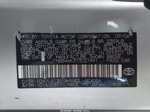 2007 TOYOTA CAMRY HYBRID JTNBB46K373027491 Photo 8
