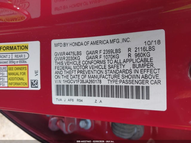 1HGCV1F38JA260178 Honda Accord Sport