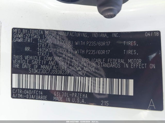 Toyota Sienna Le 8 Passenger 2018 5TDKZ3DC7JS938239 Image 9
