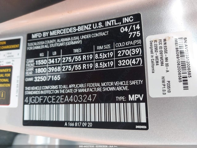 2014 MERCEDES-BENZ GL 450 4JGDF7CE2EA403247 Photo 8