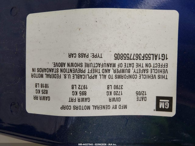 2006 CHEVROLET COBALT 1G1AL55F367755805 Photo 8