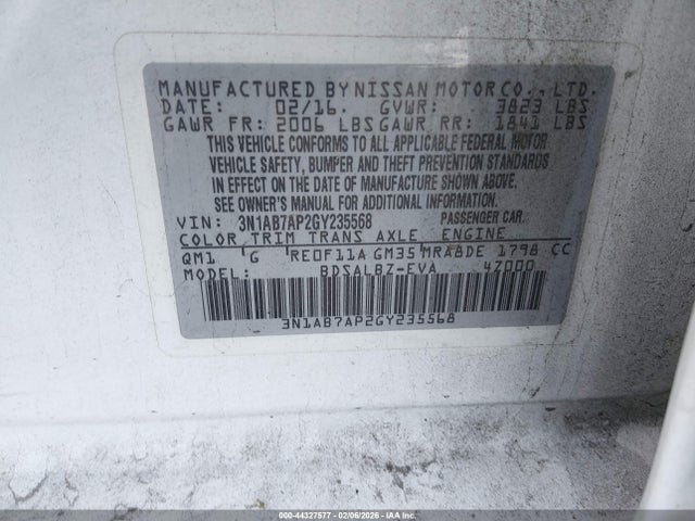 3N1AB7AP2GY235568 Nissan SENTRA S