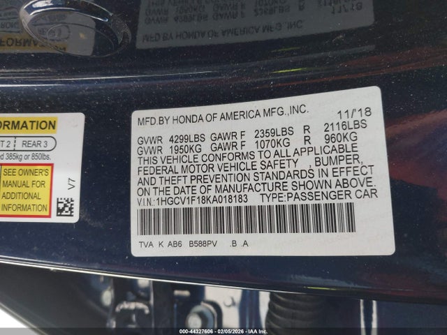 1HGCV1F18KA018183 Honda ACCORD LX