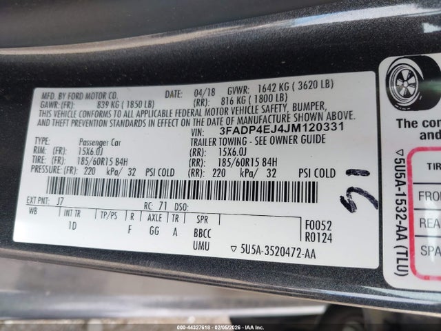 Ford FIESTA SE 2018 3FADP4EJ4JM120331 Image 9