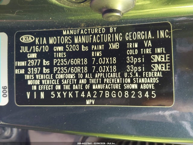 2011 KIA SORENTO 5XYKT4A27BG082345 Photo 8