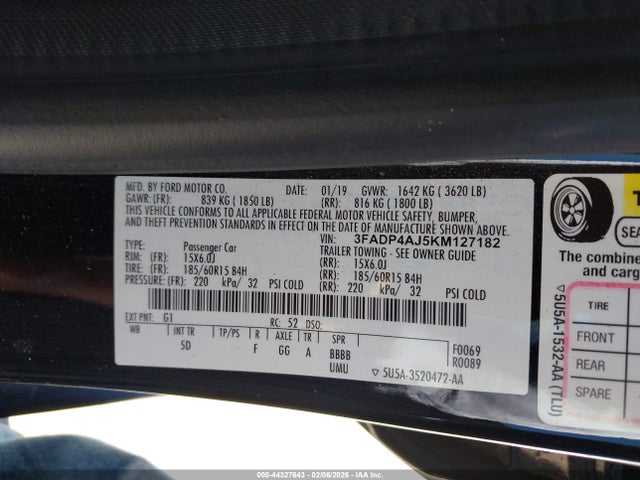 Ford FIESTA S 2019 3FADP4AJ5KM127182 Image 9