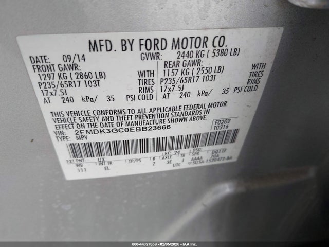 2FMDK3GC0EBB23666 Ford EDGE SE