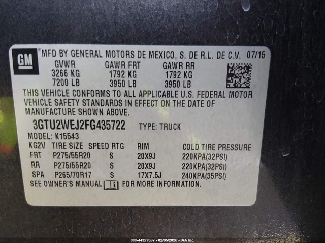 GMC Sierra 1500 Denali 2015 3GTU2WEJ2FG435722 Image 9