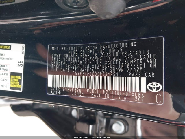 Toyota COROLLA LE 2025 5YFB4MDE3SP331951 Image 9
