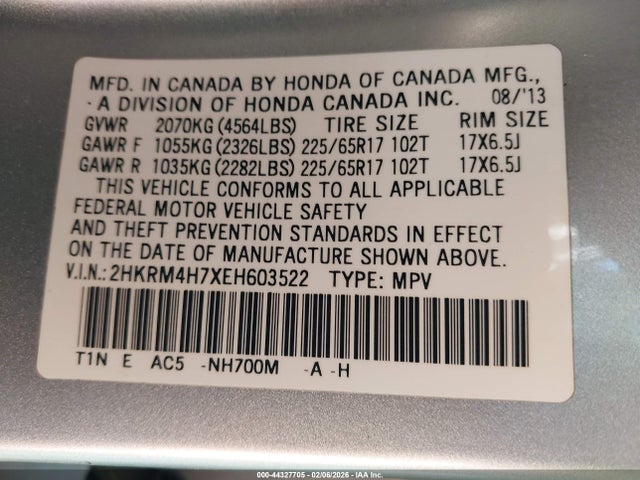 Honda Cr-v Ex-l 2014 2HKRM4H7XEH603522 Image 9