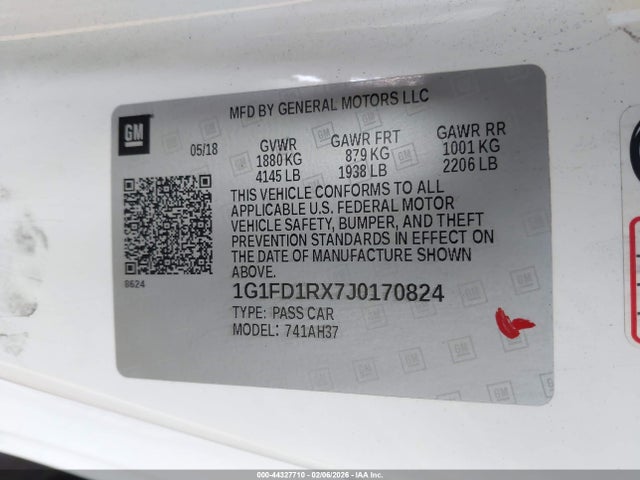 1G1FD1RX7J0170824 Chevrolet Camaro 2lt