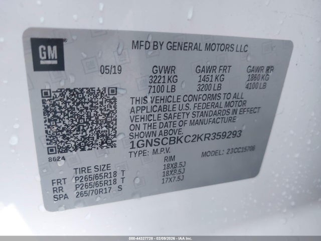 1GNSCBKC2KR359293 Chevrolet Tahoe Lt