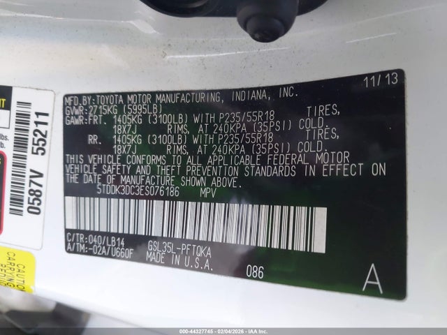Toyota Sienna Xle 7 Passenger 2014 5TDDK3DC3ES076186 Image 9