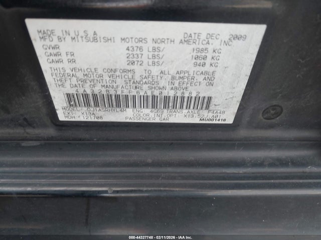 2010 MITSUBISHI GALANT 4A32B3FF6AE012882 Photo 8