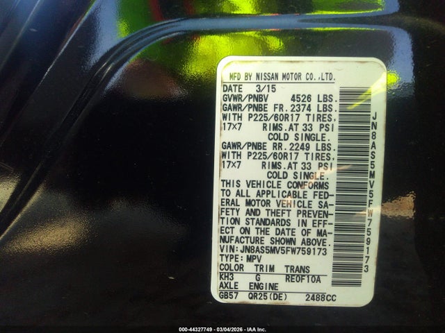 Nissan Rogue Select S 2015 JN8AS5MV5FW759173 Image 9