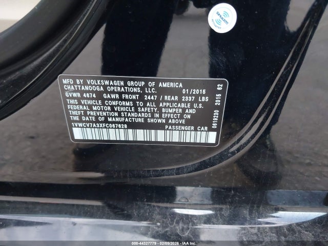 1VWCV7A3XFC067628 Volkswagen Passat 2.0l Tdi Sel Premium