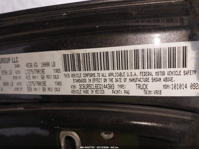 44327787 :رقم المزاد ، 3C6UR5CL6EG144303 vin ، 2014 Ram 2500 Tradesman مزاد بيع