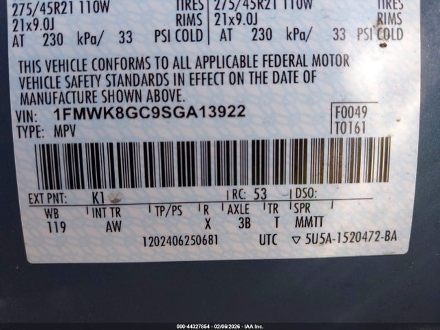 2025 FORD EXPLORER 1FMWK8GC9SGA13922 Photo 8