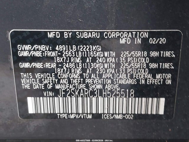 Subaru Forester Sport 2020 JF2SKARC3LH525518 Image 9