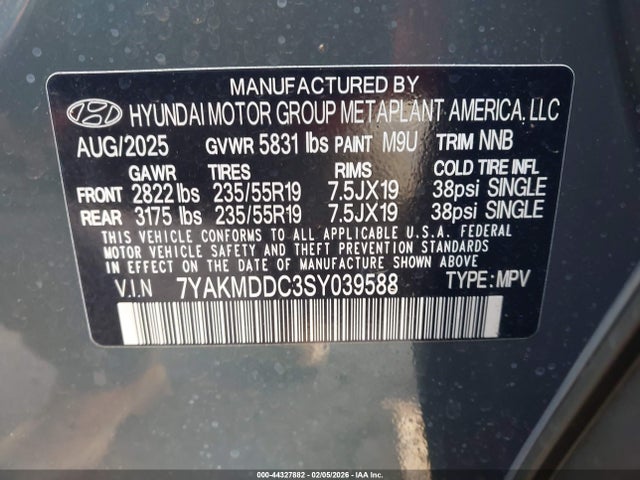 7YAKMDDC3SY039588 Hyundai IONIQ 5 SE