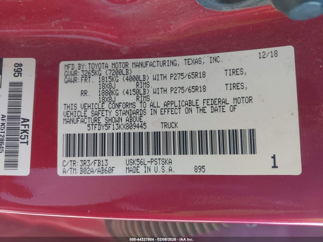 2019 TOYOTA TUNDRA 5TFDY5F13KX809445 Photo 8