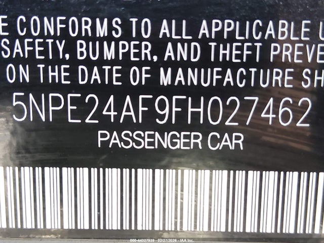 5NPE24AF9FH027462 Hyundai SONATA SE