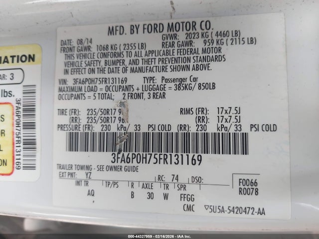 3FA6P0H75FR131169 Ford FUSION SE