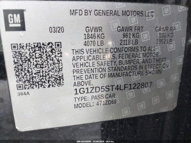 1G1ZD5ST4LF122807 Chevrolet Malibu Fwd Lt