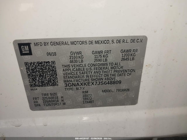 Chevrolet EQUINOX LT 2018 3GNAXKEX7JS648809 Image 9