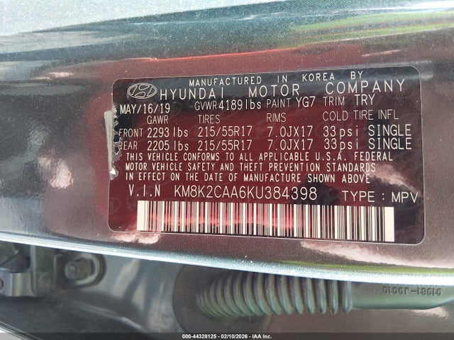 2019 HYUNDAI KONA KM8K2CAA6KU384398 Photo 8