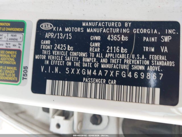Aukcja sprzedaży 2015 Kia Optima Lx, vin: 5XXGM4A7XFG469867, numer aukcji: 44328192