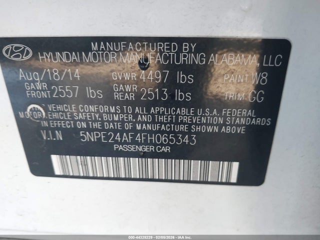 Hyundai SONATA SE 2015 5NPE24AF4FH065343 Image 9