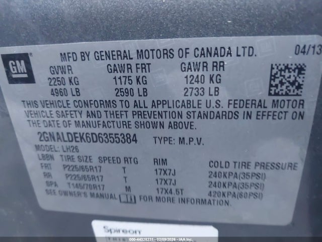 2013 CHEVROLET EQUINOX 2GNALDEK6D6355384 Photo 8