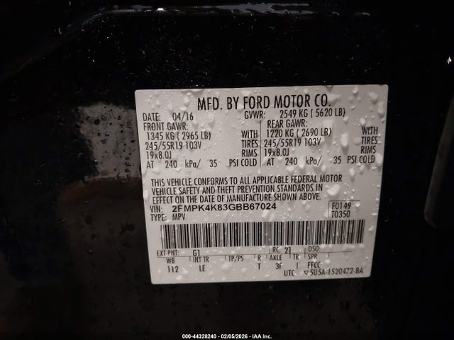 2FMPK4K83GBB67024 Ford Edge Titanium