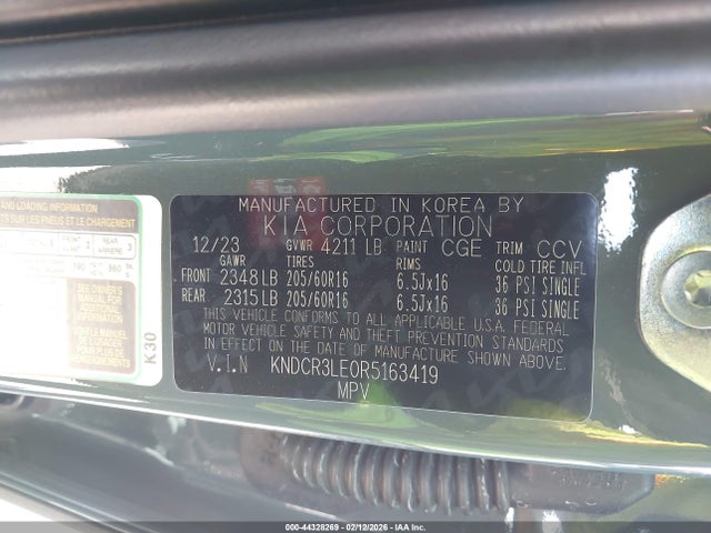 KNDCR3LE0R5163419 KIA NIRO EX