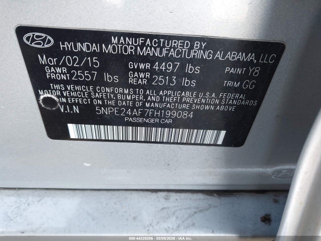 Hyundai SONATA SE 2015 5NPE24AF7FH199084 Image 9