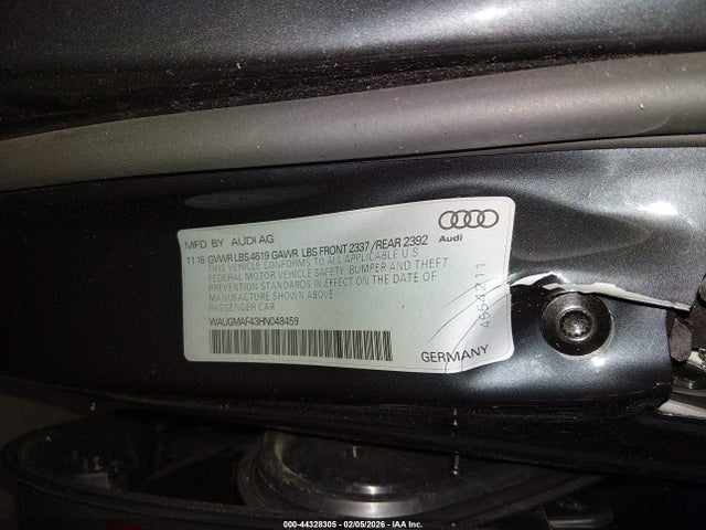 WAUGMAF43HN048459 Audi A4 2.0t Ultra Premium